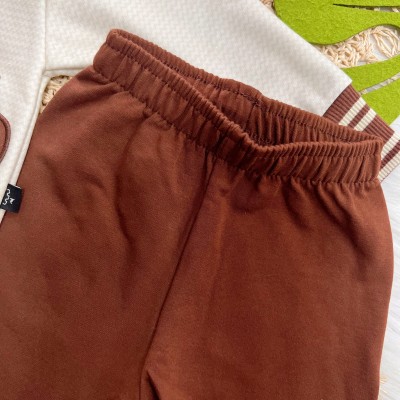 Conj. Jaqueta Ursinho com Pelinho e Calça de Moletom - Areia e Marrom